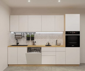 Кухонный прямой гарнитур арт.6, 3000 мм, Тальк/Дуб сонома в Советском - sovetskij.mebel-tymen.ru | фото