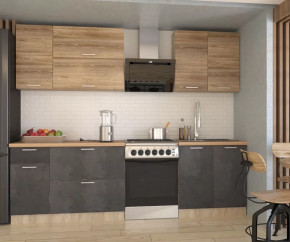 Кухонный прямой гарнитур арт.8 ЛОФТ, 2000 мм, Бетон тёмный/Рустик соломенный в Советском - sovetskij.mebel-tymen.ru | фото