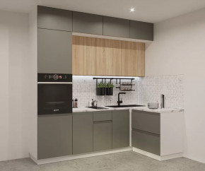 Кухонный угловой гарнитур арт.18, 2400x1400 мм, Лайн/Обсидиан/Дуб Сонома в Советском - sovetskij.mebel-tymen.ru | фото