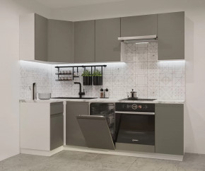 Кухонный угловой гарнитур арт.24, 1000x2450 мм, Лайн/Обсидиан в Советском - sovetskij.mebel-tymen.ru | фото