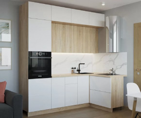 Кухонный угловой гарнитур арт.3, 2400x1400 мм, Тальк/Дуб сонома в Советском - sovetskij.mebel-tymen.ru | фото