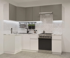 Кухонный угловой гарнитур арт.34, 1200x2400 мм, Лайн/Обсидиан/Тальк в Советском - sovetskij.mebel-tymen.ru | фото