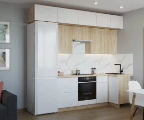 Кухонный угловой гарнитур арт.5, 2800x1000 мм, Тальк/Дуб сонома в Советском - sovetskij.mebel-tymen.ru | фото