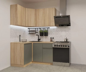 Кухонный угловой гарнитур арт.6, 1200x1400 мм, Лайн/Дуб сонома/Обсидиан в Советском - sovetskij.mebel-tymen.ru | фото