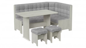 Кухонный уголок «Флорида» Дуб крафт белый, Микровелюр Wellmart Silver в Советском - sovetskij.mebel-tymen.ru | фото