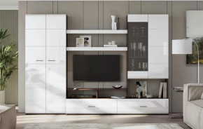 Мебель для гостиной МГС-7 Исполнение 1 Дуб Венге/Белый глянец в Советском - sovetskij.mebel-tymen.ru | фото