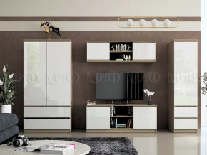 Модульная гостиная Челси Белый глянец холодный, сонома в Советском - sovetskij.mebel-tymen.ru | фото