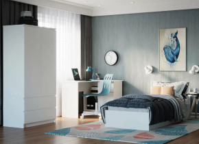 МОРИ КРМ 900.1/1 Кровать (сп/м 900*2000мм), ЛДСП белый (МП/3) в Советском - sovetskij.mebel-tymen.ru | фото