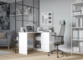 МОРИ МС-16 Стол угловой с 3мя ящ., УНИ (ш1244*г850*в770мм), ЛДСП белый (МП/3) в Советском - sovetskij.mebel-tymen.ru | фото