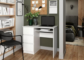 МОРИ МС-6 Стол с 3мя ящ., ЛЕВЫЙ (ш900*г504*в770мм), ЛДСП белый (МП/3) в Советском - sovetskij.mebel-tymen.ru | фото