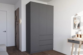 МОРИ МШ1200.1 Шкаф с 3мя дв и 3мя ящ. (ш1204*г504*в2100мм), ЛДСП графит (МП) в Советском - sovetskij.mebel-tymen.ru | фото