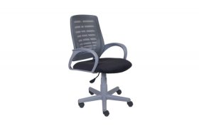 Кресло Ирис пластик серый-сетка серая/ткань NEO-26 (флок) серая (подл.пластик серый)/осн.пластик серый в Советском - sovetskij.mebel-tymen.ru | фото