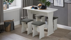 Обеденная группа тип 1 Дуб крафт белый/Велюр серый в Советском - sovetskij.mebel-tymen.ru | фото