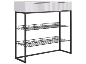 Обувница Классная 1 белое дерево/белый матовый/черный муар в Советском - sovetskij.mebel-tymen.ru | фото