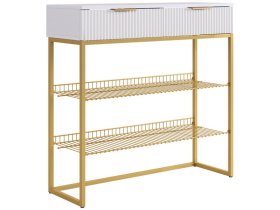 Обувница Классная 1 белое дерево/белый матовый/золото в Советском - sovetskij.mebel-tymen.ru | фото