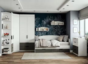 Подростковая Лавис, набор №БГС-1, белый/графит софт, белый софт в Советском - sovetskij.mebel-tymen.ru | фото