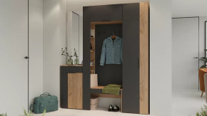 Прихожая «Асти» № 4 Дуб крафт золотой/Антрацит в Советском - sovetskij.mebel-tymen.ru | фото