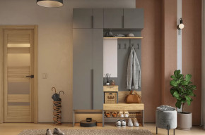 Прихожая Баско К6 графит/дуб крафт золотой в Советском - sovetskij.mebel-tymen.ru | фото