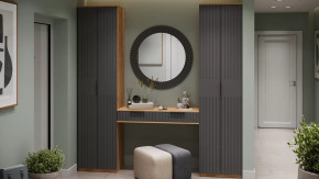 Прихожая «Хилтон» № 12 Дуб Крафт золотой, Графит матовый в Советском - sovetskij.mebel-tymen.ru | фото