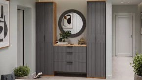 Прихожая «Хилтон» № 3 Дуб Крафт золотой, Графит матовый в Советском - sovetskij.mebel-tymen.ru | фото