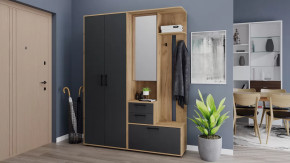 Прихожая «Витра» №4 Дуб Крафт золотой, Антрацит в Советском - sovetskij.mebel-tymen.ru | фото