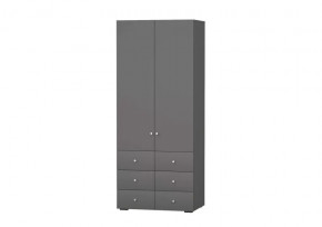 Шкаф 2-х дв. 6 ящ. (арт.4-75937) (ш900*г573*в2164мм), ЛДСП Графит в Советском - sovetskij.mebel-tymen.ru | фото