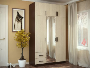 Шкаф 3-х створчатый с перегородкой венге/лоредо БТС в Советском - sovetskij.mebel-tymen.ru | фото