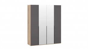Шкаф для одежды (580) с 2 глухими и 2 зеркальными дверями «Порто» Яблоня Беллуно, Графит софт в Советском - sovetskij.mebel-tymen.ru | фото