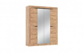 Шкаф для одежды 90.01 Флорида (4-х дв.) с зеркалом (ЛДСП Дуб золотой / ЛДСП Венге) в Советском - sovetskij.mebel-tymen.ru | фото