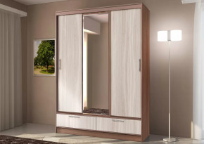 Шкаф-купе 009, трехдверный, с ящиками, ясень шимо темный/ясень шимо светлый Диал в Советском - sovetskij.mebel-tymen.ru | фото