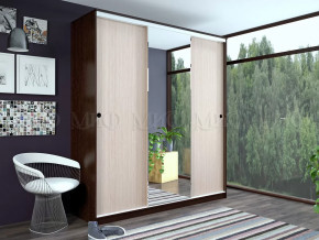 Шкаф-купе Альянс трехдверный Дуб беленый, венге в Советском - sovetskij.mebel-tymen.ru | фото