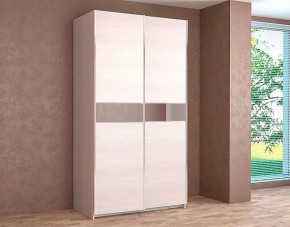 Шкаф-купе Иннэс-5 двухдверный 1400 мм с зеркальными вставками Бодега Белая в Советском - sovetskij.mebel-tymen.ru | фото