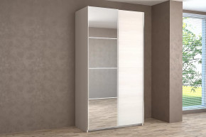 Шкаф-купе Иннэс-5 двухдверный с зеркалом 1600 мм Бодега белая в Советском - sovetskij.mebel-tymen.ru | фото