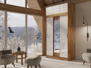 Шкаф с антресолью Басямиф, белый глянец холодный/дуб крафт в Советском - sovetskij.mebel-tymen.ru | фото