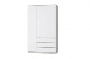 Шкаф трехдверный Лори, 1360 мм, дуб серый/белый в Советском - sovetskij.mebel-tymen.ru | фото