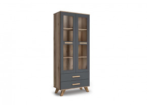 Шкаф-витрина 800 "Вега Скандинавия" Дуб каньон/Силк флай в Советском - sovetskij.mebel-tymen.ru | фото