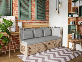 Скамья со спальным местом РОДЕНГО Дуб Сонома / Рогожка Серая в Советском - sovetskij.mebel-tymen.ru | фото
