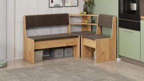 Скамья угловая «Ларго» Дуб Крафт золотой, Велюр Коричневый в Советском - sovetskij.mebel-tymen.ru | фото