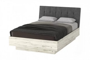 СОНАТА КРС-1400 Кровать с ПМ (с/м 1400*2000 мм), велюр GRAFIT (серый)/ЛДСП дуб крафт белый в Советском - sovetskij.mebel-tymen.ru | фото