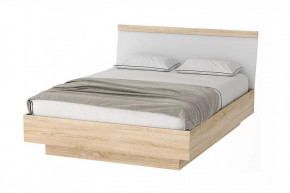 СОНАТА КРС-1600 Кровать с ПМ (с/м 1600*2000 мм), ЛДСП дуб сонома-белый глянец в Советском - sovetskij.mebel-tymen.ru | фото