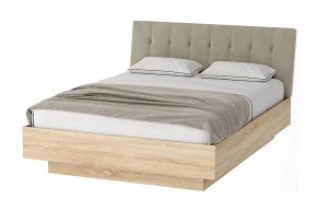 СОНАТА КРС-1600 Кровать с ПМ (с/м 1600*2000 мм), велюр SAND (бежевый)/ЛДСП дуб сонома в Советском - sovetskij.mebel-tymen.ru | фото