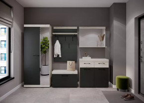 СОНАТА  ПРИХОЖАЯ №КБ-1, ЛДСП крафт белый/ЛДСП антрацит в Советском - sovetskij.mebel-tymen.ru | фото