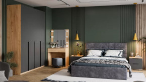 Спальный гарнитур «Джоли» №2 Дуб Крафт золотой, Графит матовый, Микровелюр Wellmart Graphite в Советском - sovetskij.mebel-tymen.ru | фото