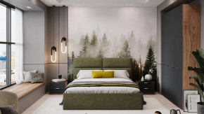 Спальный гарнитур «Глосс» №10 Яблоня Беллуно, Стекло Графит матовый, Микровелюр Jercy Deep Green в Советском - sovetskij.mebel-tymen.ru | фото