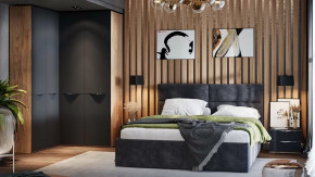 Спальный гарнитур «Глосс» №9 Яблоня Беллуно, Стекло Графит матовый в Советском - sovetskij.mebel-tymen.ru | фото