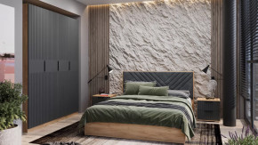 Спальный гарнитур «Хилтон» №2 Дуб Крафт золотой, Графит матовый в Советском - sovetskij.mebel-tymen.ru | фото