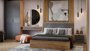 Спальный гарнитур «Хилтон» №3 Дуб Крафт золотой, Графит матовый в Советском - sovetskij.mebel-tymen.ru | фото