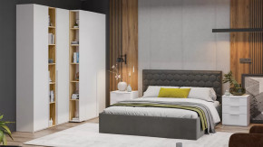 Спальный гарнитур «Порто» №1 Белый Жемчуг, Яблоня Беллуно, Белый софт, Велюр Confetti Stone в Советском - sovetskij.mebel-tymen.ru | фото