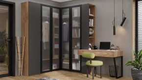 Спальный гарнитур «Порто» №5 Яблоня Беллуно/Графит софт/Стекло сатин черное в Советском - sovetskij.mebel-tymen.ru | фото