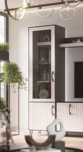 Стеклопенал Квадро М-1 серый графит/софт вайт в Советском - sovetskij.mebel-tymen.ru | фото